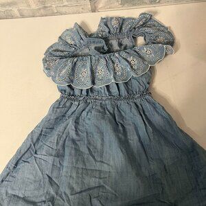 GIRLS BLUE OFF THE SHOULDER DRESS